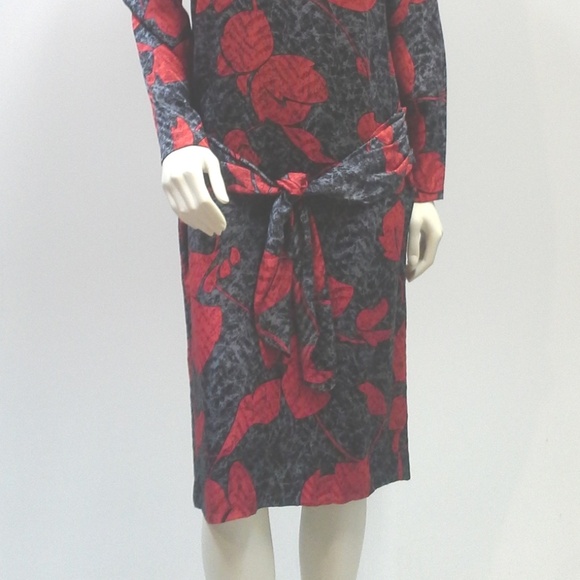 80s 100% Silk Dress Red Backless Avante Garde Drop Waist Dress S… - Picture 5 of 8